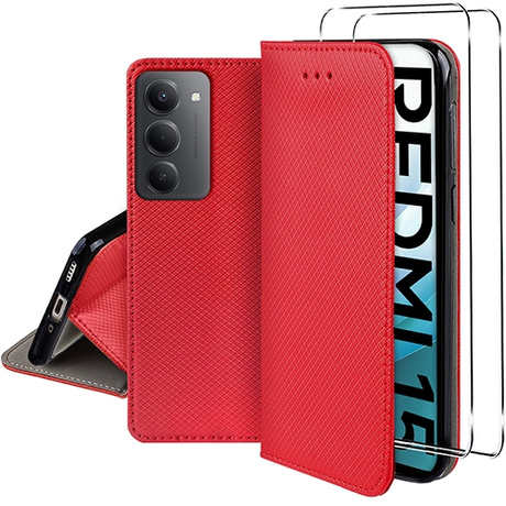 Etui z klapką do Xiaomi Redmi 15 4G / 5G SMART MAGNET CASE + 2X SZKŁO HARTOWANE