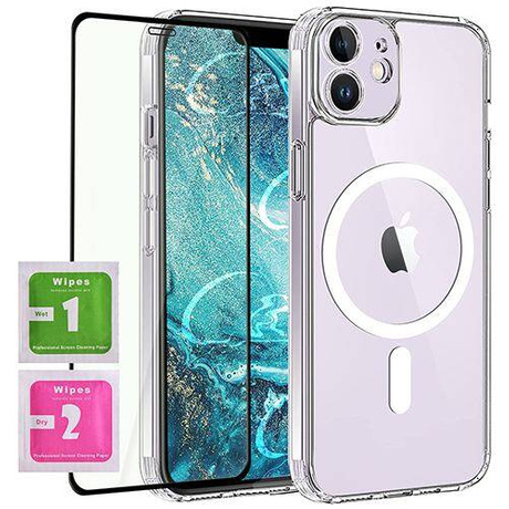 ETUI do iPhone 12 MagSafe Silicone Case + SZKŁO HARTOWANE 5D na cały ekran