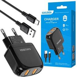 KAKU ŁADOWARKA SIECIOWA 2x USB + KABEL TYP- C