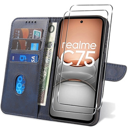 Etui do Realme C75 / Realme 14X 5G SKÓRZANE SKIN + 2x SZKŁO HARTOWANE 9H