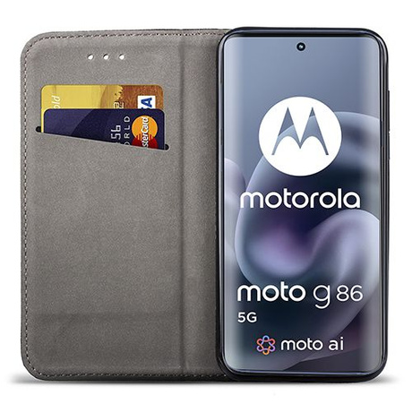 Etui SKÓRZANE do Motorola Moto G86 5G / G86 Power 5G wzory PORTFEL + SZKŁO