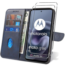 Etui do Motorola Moto G86 5G / G86 Power 5G SKÓRZANE SKIN + 2x SZKŁO HARTOWANE 9H