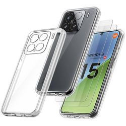 Etui do Xiaomi 15 5G WZMACNIANE 360° CLEAR CASE + 2x SZKŁO HARTOWANE