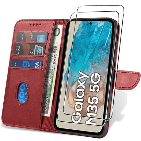 Etui do Samsung Galaxy M35 5G SKÓRZANE SKIN + 2x SZKŁO 9H