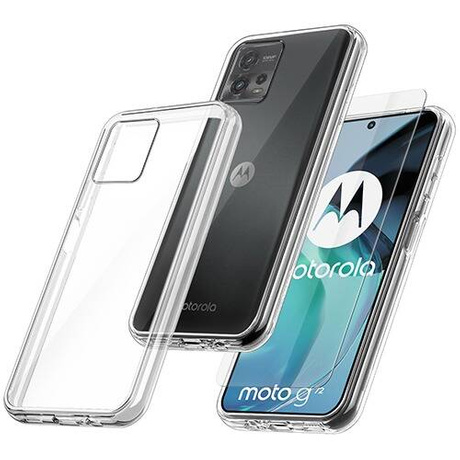 Etui do Motorola Moto G72 WZMACNIANE 360° CLEAR CASE + SZKŁO HARTOWANE