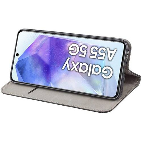 Etui do Samsung Galaxy A55 5G skórzane magnetyczne z klapką + SZKŁO HARTOWANE