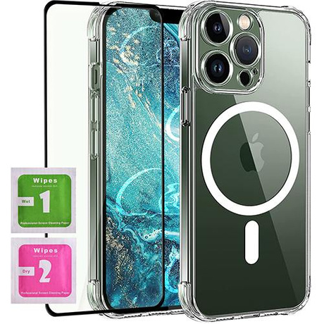 ETUI do iPhone 13 Pro Max MagSafe Silicone Case + SZKŁO HARTOWANE 5D na cały ekran