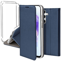 Etui do Samsung Galaxy A55 5G skórzane magnetyczne z klapką + 2X SZKŁO