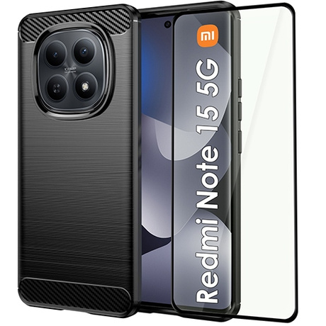 ETUI PANCERNE KARBON do Xiaomi Redmi Note 15 5G + SZKŁO 5D