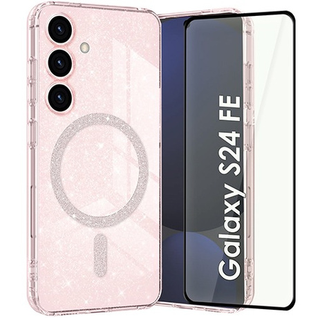 Etui do Samsung Galaxy S24 FE do Magsafe Clear Shine  + SZKŁO HARTOWANE 5D