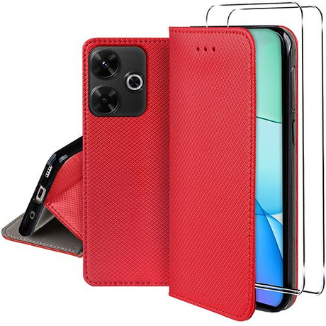 Etui do Xiaomi Redmi 13 4G SMART MAGNET CASE + 2X SZKŁO HARTOWANE