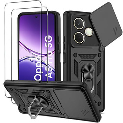 Etui do Oppo A5 Pro 5G SLIDE RING CASE PANCERNE + 2x SZKŁO HARTOWANE