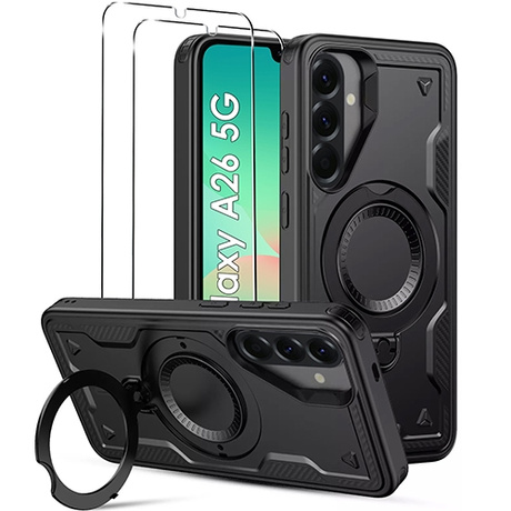 ETUI do Samsung Galaxy A26 5G PANCERNE MAGNETYCZNE MATT CASE + 2X SZKŁO