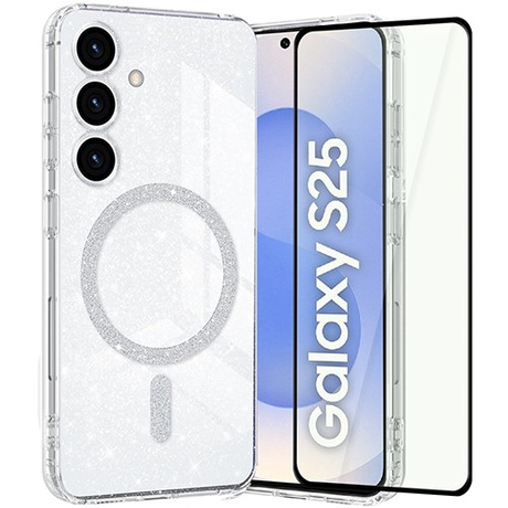 Etui do Samsung Galaxy S25 5G do Magsafe Clear Shine  + SZKŁO HARTOWANE 5D