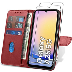Etui do Samsung Galaxy A25 5G SKÓRZANE SKIN + 2x SZKŁO SZYBKA 9H