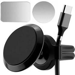  Uchwyt samochodowy magnetyczny na kratkę nawiewu z klipsem na kabel