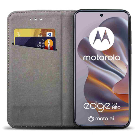 Etui SKÓRZANE do Motorola Edge 50 Neo wzory PORTFEL + SZKŁO