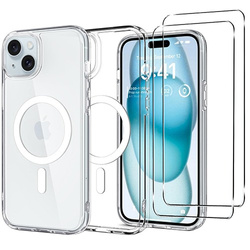Etui do iPhone 15 DO MAGSAFE WZMACNIANE ANTI SHOCK CLEAR CASE + Szkło 9H