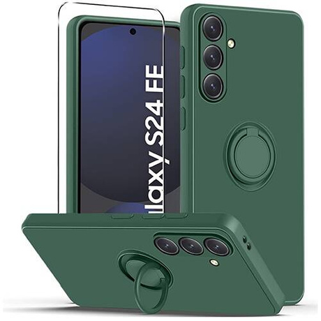 Etui do Samsung Galaxy S24 FE SILICON RING CASE + SZKŁO HARTOWANE