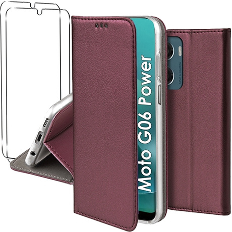 Etui do Motorola Moto G06 / G06 Power skórzane magnetyczne z klapką + 2x SZKŁO HARTOWANE