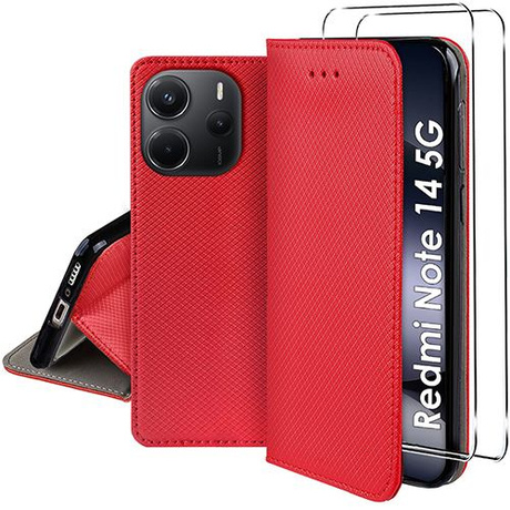 Etui do Xiaomi Redmi Note 14 5G SMART MAGNET CASE + 2x SZKŁO HARTOWANE