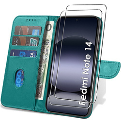 Etui do Xiaomi Redmi Note 14 4G SKÓRZANE SKIN + 2x SZKŁO HARTOWANE 9H