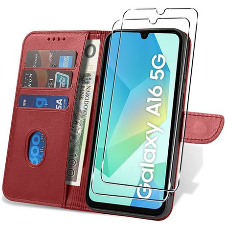 Etui do Samsung Galaxy A16 4G / 5G SKÓRZANE SKIN + 2x SZKŁO