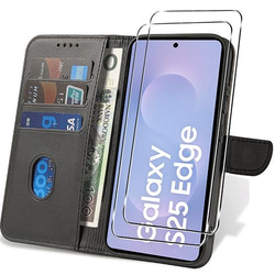 Etui do Samsung Galaxy S25 Edge SKÓRZANE SKIN + 2x SZKŁO HARTOWANE 9H