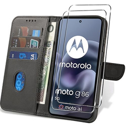 Etui do Motorola Moto G86 5G / G86 Power 5G SKÓRZANE SKIN + 2x SZKŁO HARTOWANE 9H