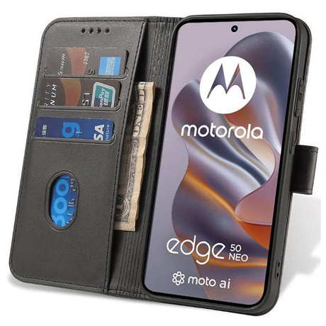 Etui do Motorola Edge 50 Neo SKÓRZANE SKIN + SZKŁO HARTOWANE