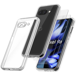 Etui do Google Pixel 9a WZMACNIANE 360° CLEAR CASE + 2x SZKŁO HARTOWANE