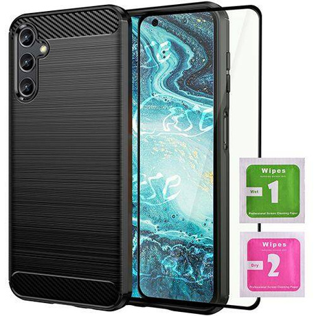 ETUI PANCERNE KARBON do Samsung Galaxy A35 5G + SZKŁO 5D