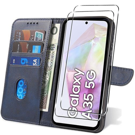 Etui do Samsung Galaxy A35 5G SKÓRZANE SKIN + 2x SZKŁO 9H