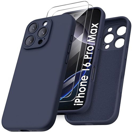 Etui do iPhone 16 Pro Max SILICONE CASE + 2x SZKŁO SZYBKA