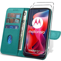 Etui do Motorola Moto E14 / G04 / G24 / G24 Power SKÓRZANE SKIN + 2X SZKŁO HARTOWANE