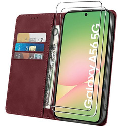 Etui do Samsung Galaxy A56 5G Skórzane Magnetyczne + 2x SZKŁO HARTOWANE 9H