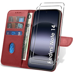 Etui do Xiaomi Redmi Note 14 4G SKÓRZANE SKIN + 2x SZKŁO HARTOWANE 9H