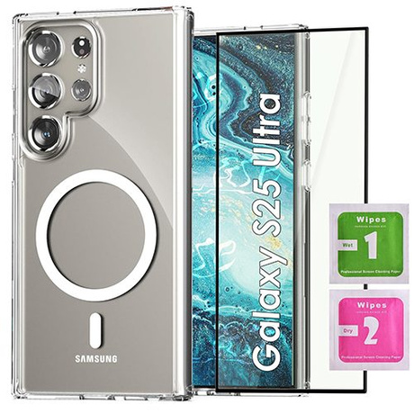 ETUI do Samsung Galaxy S25 Ultra 5G MagSafe Silicone Case + SZKŁO HARTOWANE 5D na cały ekran