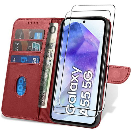 Etui do Samsung Galaxy A55 5G SKÓRZANE SKIN + 2x SZKŁO 9H