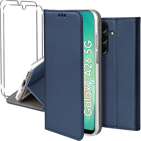 Etui do Samsung Galaxy A26 5G skórzane magnetyczne z klapką + 2x SZKŁO HARTOWANE