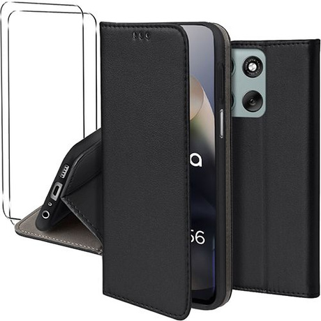 Etui do Motorola Moto G56 5G skórzane magnetyczne z klapką + 2x SZKŁO HARTOWANE