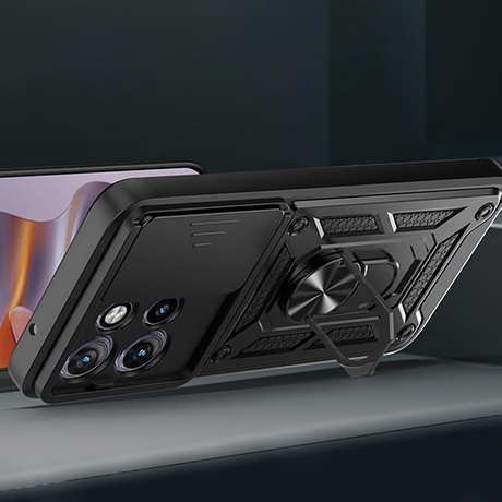Etui do Motorola Moto G75 5G SLIDE RING CASE PANCERNE + 2X SZKŁO HARTOWANE
