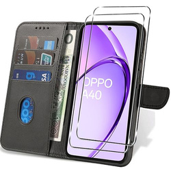 Etui do Oppo A40 | A40m Skórzane Portfel SKIN CASE + 2x SZKŁO ochronne