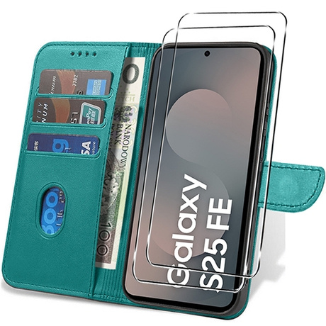 Etui do Samsung Galaxy S25 FE SKÓRZANE SKIN + 2x SZKŁO HARTOWANE 9H