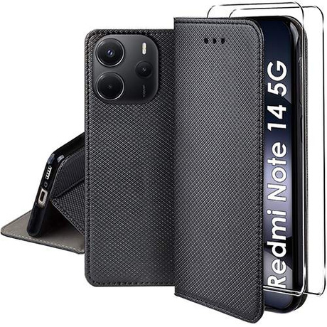 Etui do Xiaomi Redmi Note 14 5G SMART MAGNET CASE + 2x SZKŁO HARTOWANE