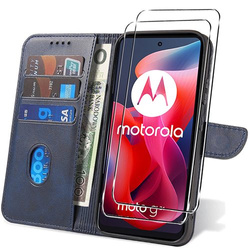 Etui do Motorola Moto E14 / G04 / G24 / G24 Power SKÓRZANE SKIN + 2X SZKŁO HARTOWANE