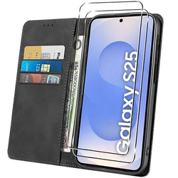 Etui do Samsung Galaxy S25 Skórzane Magnetyczne + 2x SZKŁO HARTOWANE 9H