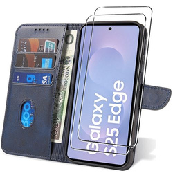 Etui do Samsung Galaxy S25 Edge SKÓRZANE SKIN + 2x SZKŁO HARTOWANE 9H