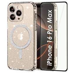 Etui do iPhone 16 Pro Max do Magsafe Clear Shine  + SZKŁO HARTOWANE 5D