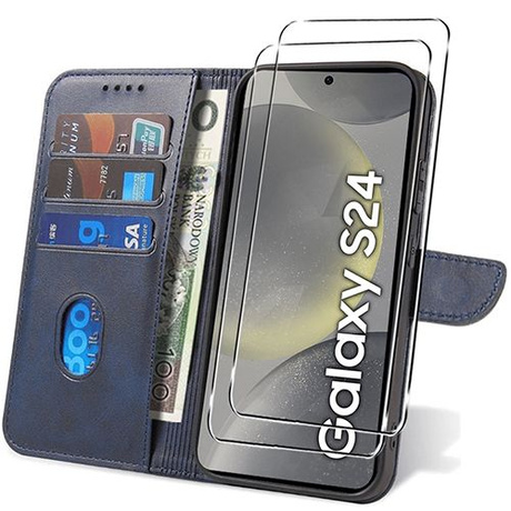 Etui do Samsung Galaxy S24 SKÓRZANE SKIN + 2x SZKŁO